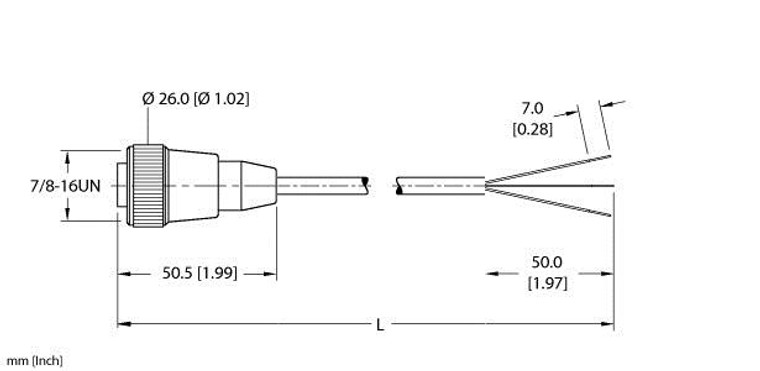 Turck Rkm 311-21M/S600 Single-ended Cordset, Straight Female Connector Turck Rkm 311-21M/S600 Single-ended Cordset, Straight Female Connector