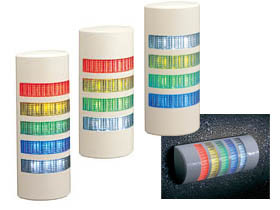 Patlite WEP-402FB-RYGC Continuous or flashing light with audible alarm, wall mount, beige body. Red, Amber, Green, white LED