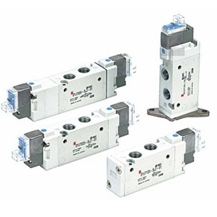 SMC SYJ7120-5WOU-N9 SYJ7000 Series 5 Port Solenoid Valve Rubber Seal Body Ported Single Valve