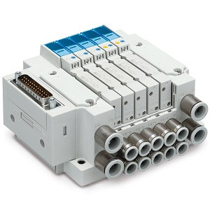 SMC JJ5SY3-10F2-05D-C6 JSY1000/3000/5000 Series Compact 5-Port Solenoid Valve Type Plug-in Connector Connecting Base D-sub Connector Flat Ribbon Cable Type 10 Manifold