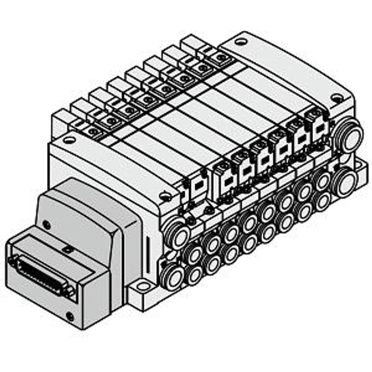 SMC VV5QC21-07N9FD0-DS VQC2000 Series 5 Port Solenoid Valve Base Mounted Plug-in Unit F Kit (D-sub Connector) Manifold IP40 Compliant
