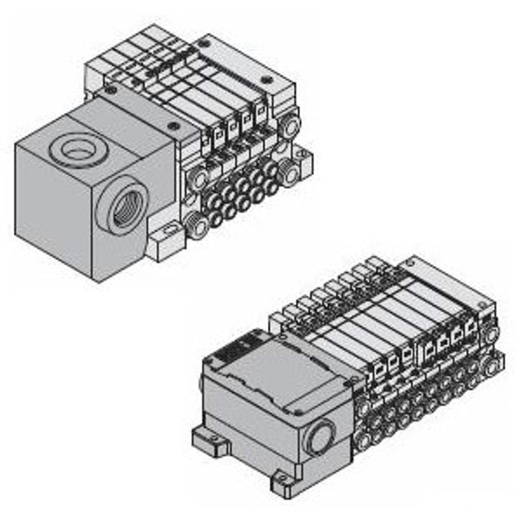 SMC VV5Q11-12L6T0-D0-Q VQ1000/2000 Series 5 Port Solenoid Valve Plug-In Unit Base Mounted T Terminal Block Box