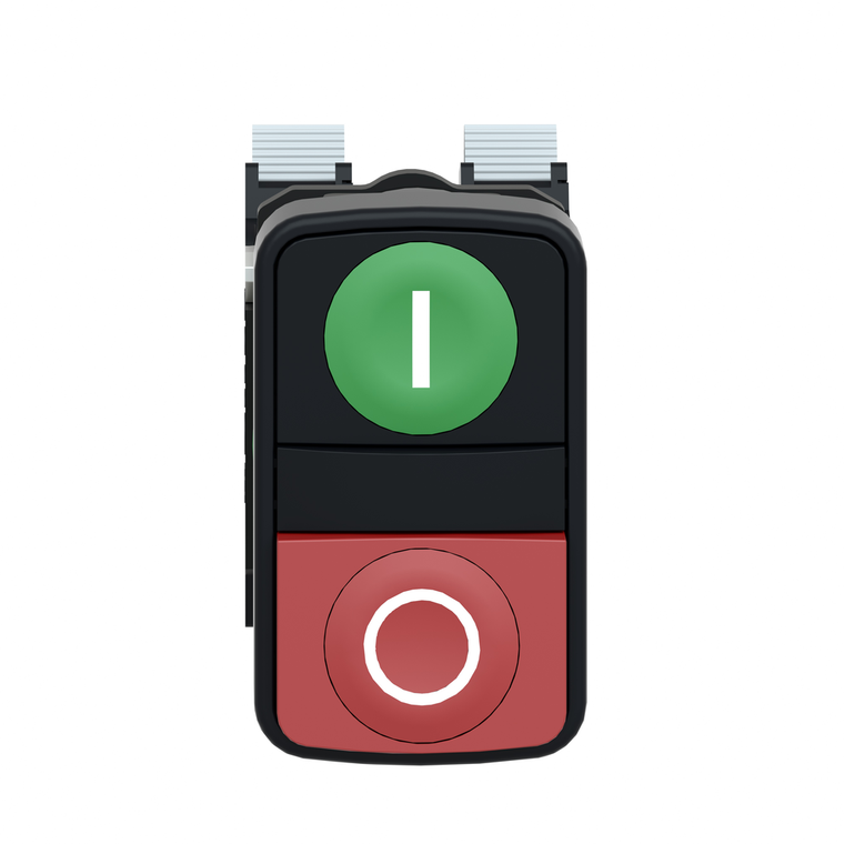 Schneider Electric XB5AL734155 Blk And Red Dble Pushbutt Spr Clamp Cont