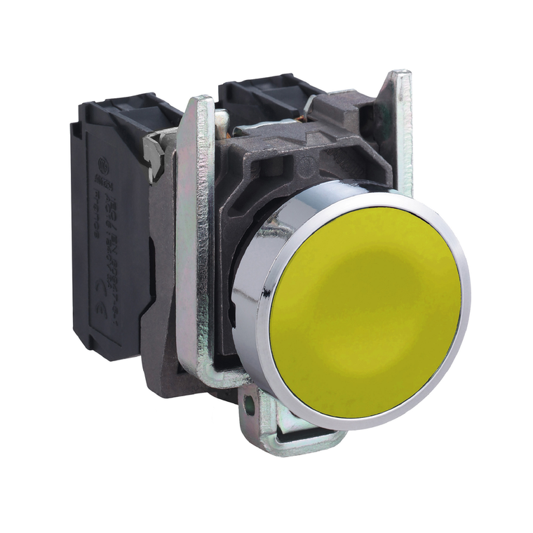 Schneider Electric XB4BA55 Pushbutton, Yellow, 1No 1Nc Contact