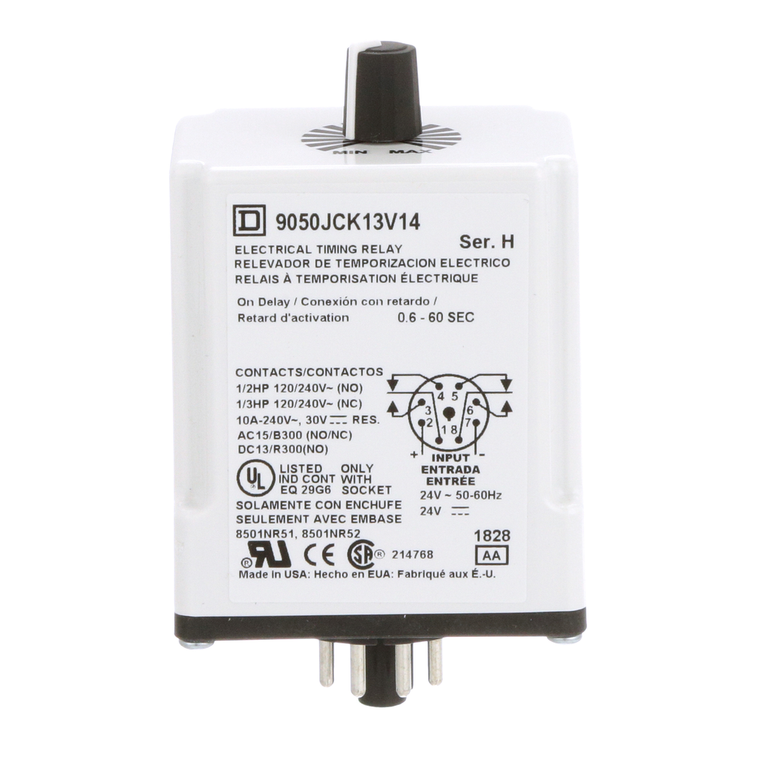 Schneider Electric 9050JCK13V14 Timer Relay 240Vac 10Amp +Options