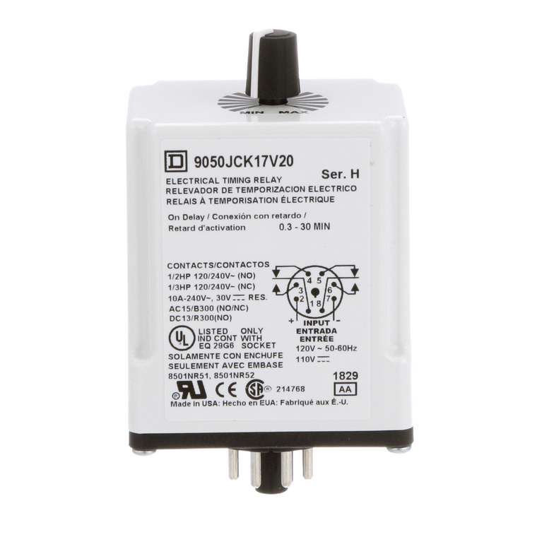 Schneider Electric 9050JCK17V20 Timer Relay 240Vac 10Amp +Options