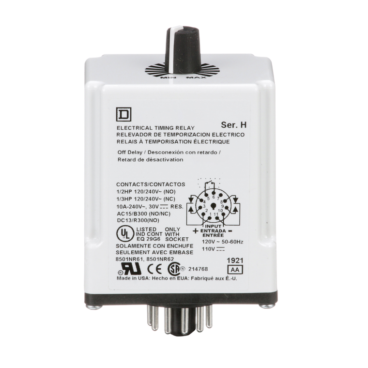 Schneider Electric 9050JCK22V20 Timer Relay 240Vac 10A T-Jck