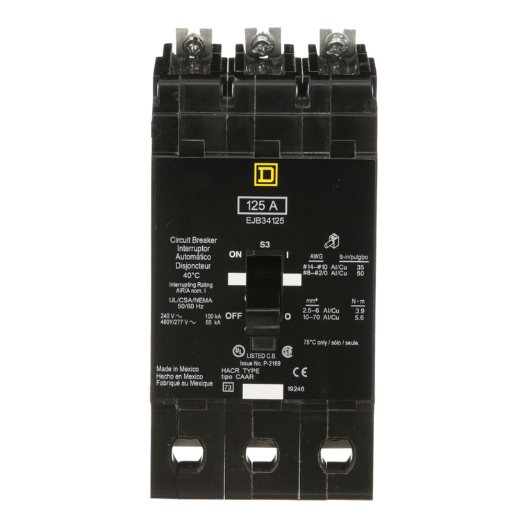 Schneider Electric EJB34125 Miniature Circuit Breaker 480Y/277V 125A