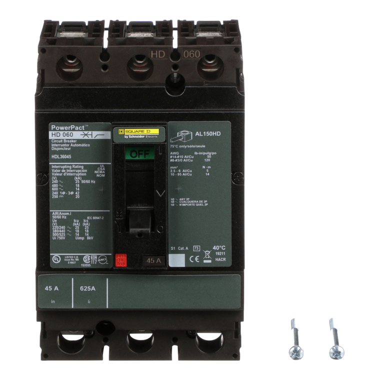 Schneider Electric HDL36045 Molded Case Circuit Breaker 600V 45A