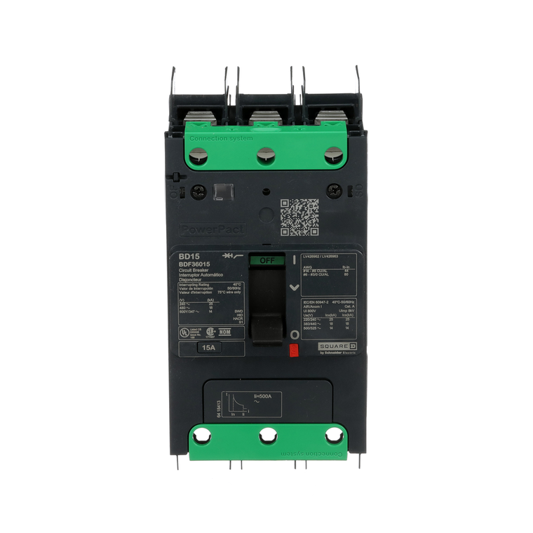 Schneider Electric BDF36015 Molded Case Circuit Brkr 600Y/347V 15A