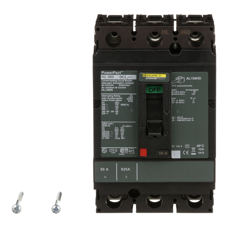 Schneider Electric HLL36050 Molded Case Circuit Breaker 600V 50A