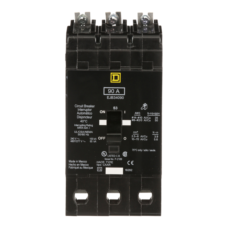 Schneider Electric EJB34090 Miniature Circuit Breaker 480Y/277V 90A