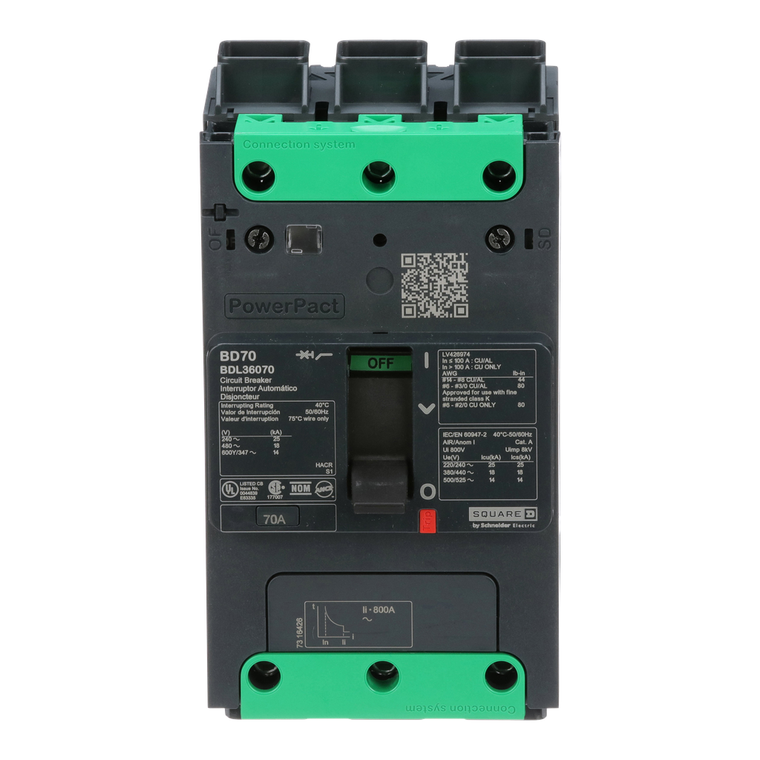 Schneider Electric BDL36070 Molded Case Circuit Brkr 600Y/347V 70A