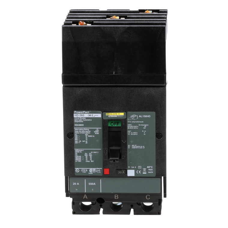 Schneider Electric HDA36020 Molded Case Circuit Breaker 600V 20A