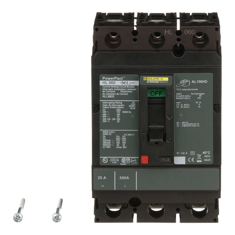 Schneider Electric HLL36025 Molded Case Circuit Breaker 600V 25A