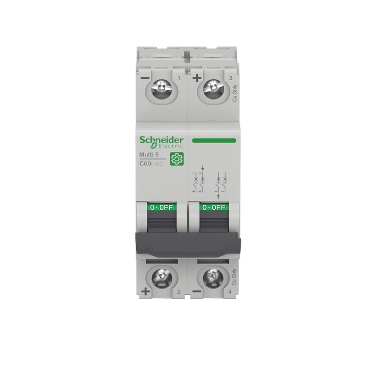 Schneider Electric M9U21201 Multi9 C60H-Dc 2P C 1A 10Ka 500V-Dc Mcb
