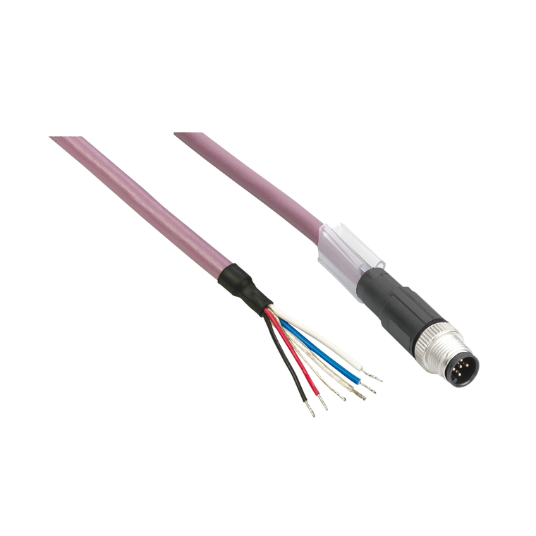 Schneider Electric TCSXCNDFNX1V Cable,Straight,M8-4P, Female-Wire, 1M