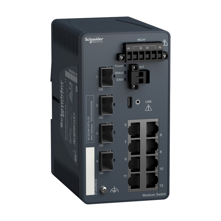 Schneider Electric MCSESM123F2LG0 Modicon Managed Switch 8Tx/4Sfp-Gbit