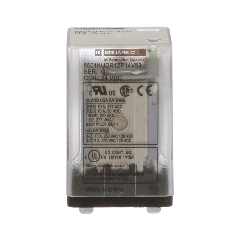 Schneider Electric 8501KUDR12P14V53 Relay 2Co Qc Pin 10A@240V 24Vdc Coil Led