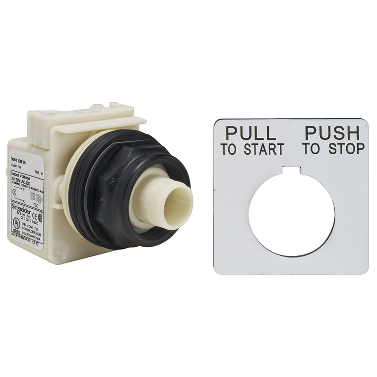 Schneider Electric 9001SKR9H13 Pushbutton 600Vac 10Amp 30Mm Sk +Options