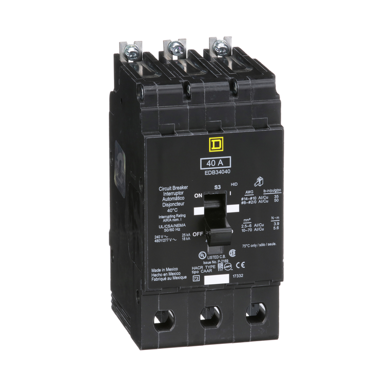Schneider Electric EDB34040 Miniature Circuit Breaker 480Y/277V 40A