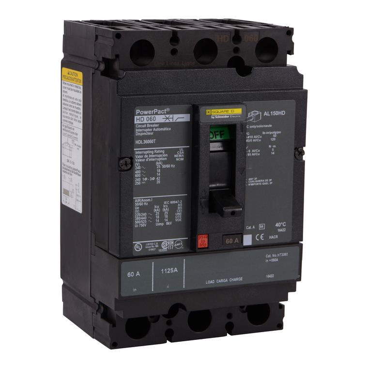 Schneider Electric HDL36060CU33X Molded Case Circuit Breaker 600V 60A