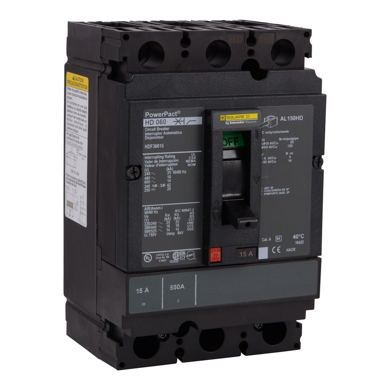 Schneider Electric HDF36015 Molded Case Circuit Breaker 600V 15A