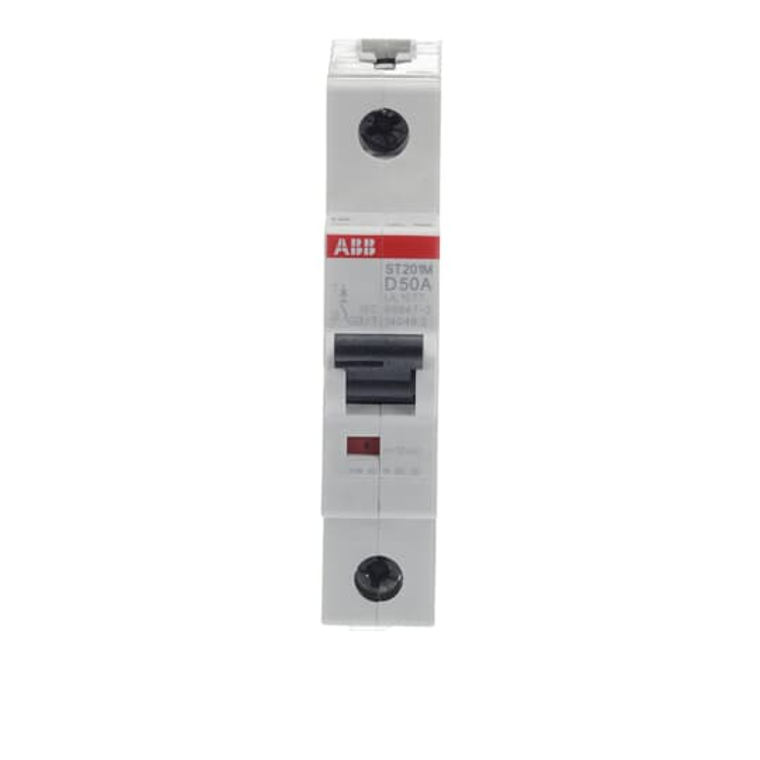 ABB ST201M-D50 Miniature Circuit Breaker, 1-Pole, 50A, D-Curve, UL1077 Compliant  High Inrush Current Protection for Residential and Commercial Use