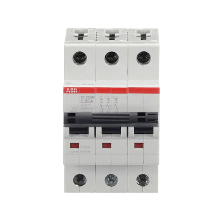ABB ST203M-C25 3-Pole Miniature Circuit Breaker, 25A, UL1077 Compliant  High-Performance Protection for Industrial and Commercial Applications