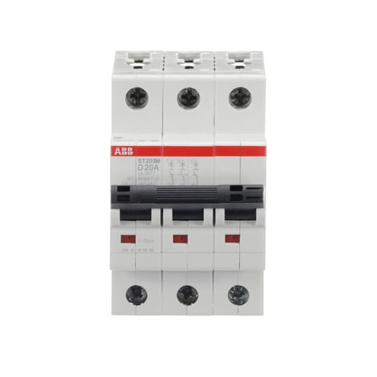 ABB ST203M-D20 3-Pole Miniature Circuit Breaker, 20A, UL1077 Certified - Optimal Protection for High Inrush Currents ABB ST203M-D20 3-Pole Miniature Circuit Breaker, 20A, UL1077 Certified - Optimal Protection for High Inrush Currents