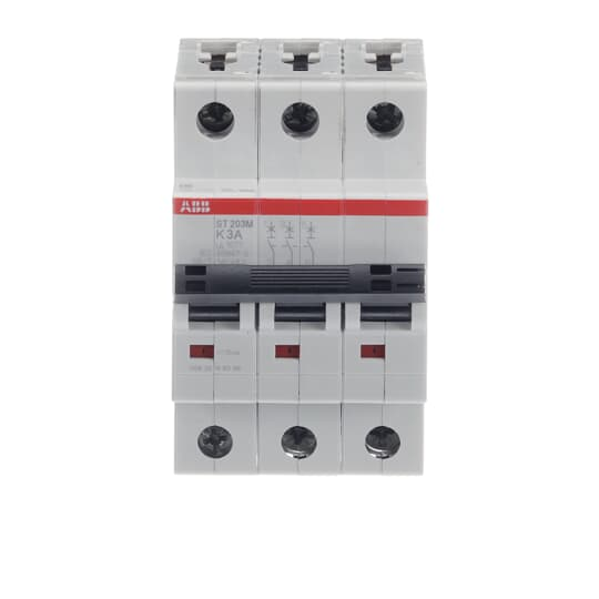 ABB ST203M-K3 3-Pole Miniature Circuit Breaker, 3A, K-Curve, UL1077 Certified  High-Performance Protection for Electrical Systems