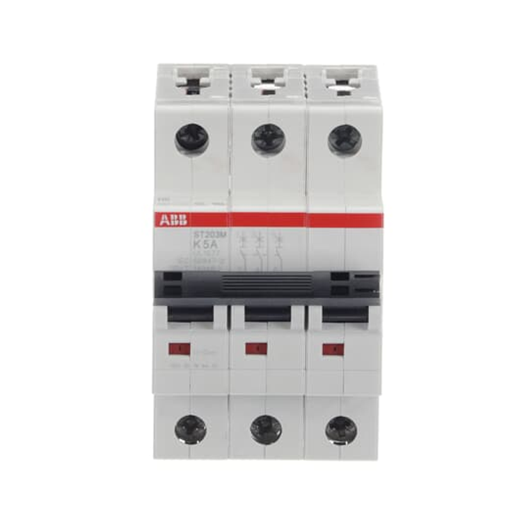 ABB ST203M-K5 3-Pole Miniature Circuit Breaker, 5A, UL1077 Compliant - High-Performance Protection for Electrical Systems ABB ST203M-K5 3-Pole Miniature Circuit Breaker, 5A, UL1077 Compliant - High-Performance Protection for Electrical Systems