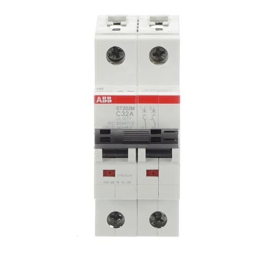 ABB ST202M-C32 2-Pole Miniature Circuit Breaker, 32A, UL1077 Certified - High-Performance Electrical Protection with 10kA Breaking Capacity