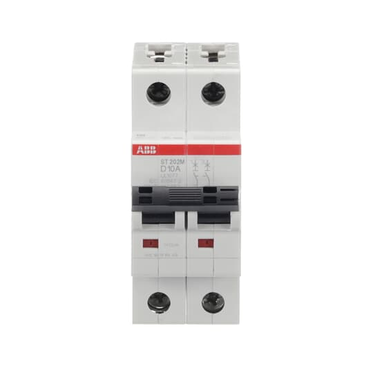 ABB ST202M-D10 Miniature Circuit Breaker, 2-Pole, 10A, D-Curve, 10kA Breaking Capacity - UL1077 Certified