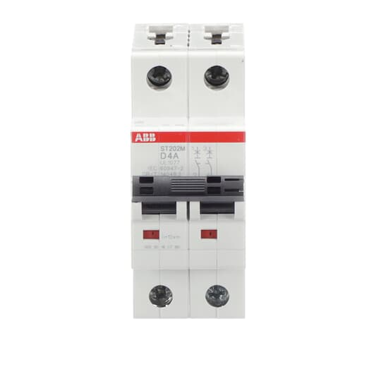 ABB ST202M-D4 Miniature Circuit Breaker, 2-Pole, 4A, D-Curve, UL1077 Compliant  High-Performance Protection for Electrical Systems