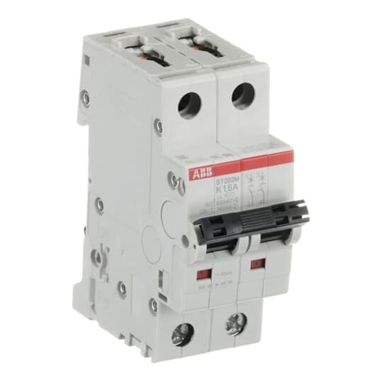 ABB ST202M-K1.6 2-Pole Miniature Circuit Breaker, 1.6A, UL1077 Compliant - High-Performance Overload and Short Circuit Protection ABB ST202M-K1.6 2-Pole Miniature Circuit Breaker, 1.6A, UL1077 Compliant - High-Performance Overload and Short Circuit Protection