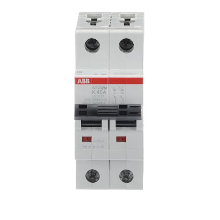 ABB ST202M-K40 2-Pole Miniature Circuit Breaker, 40A, UL1077 Certified  Optimal Inductive Load Protection with 5kA Breaking Capacity