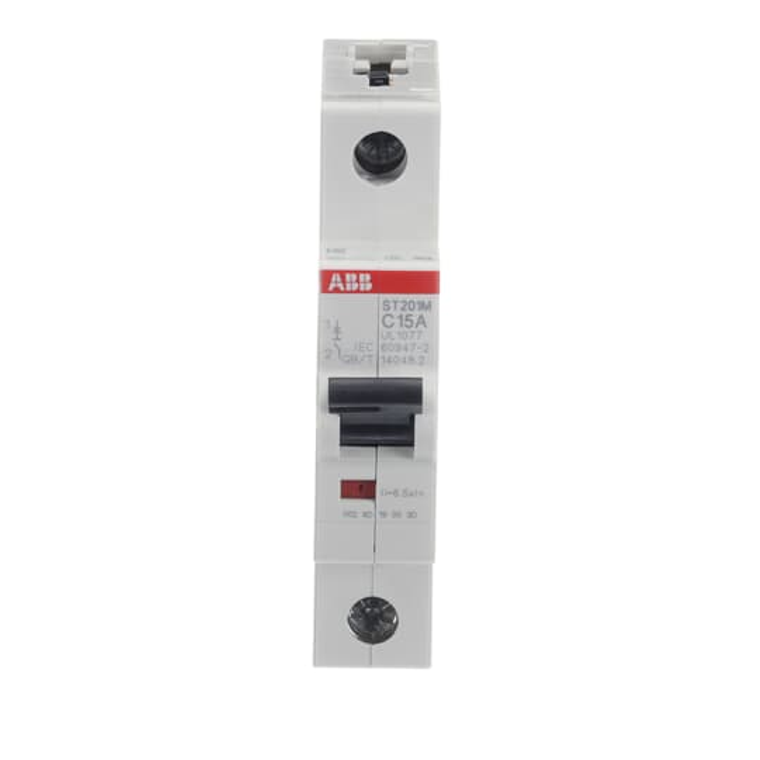 ABB ST201M-C15 Miniature Circuit Breaker, 1P, 15A, UL1077 Compliant - Reliable Protection for Electrical Circuits