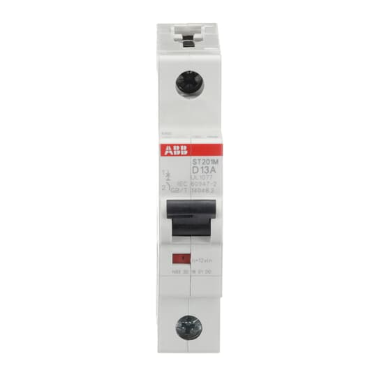 ABB ST201M-D13 Miniature Circuit Breaker - 13A, 1P, D-Curve, UL1077 Compliant, 10kA Breaking Capacity