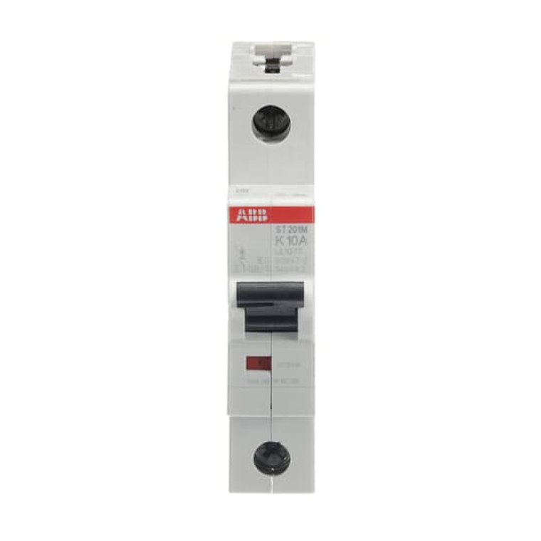 ABB ST201M-K10 Miniature Circuit Breaker - 1P, 10A, 10kA Breaking Capacity, K-Characteristic Curve, UL1077 Certified