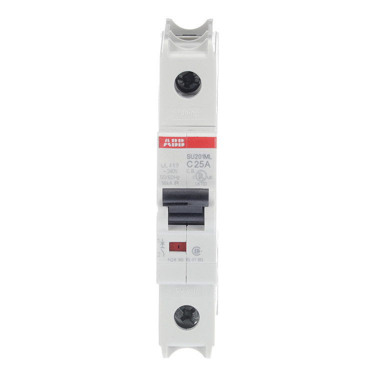 ABB SU201ML-C25 25A Single-Pole Miniature Circuit Breaker - UL 489 Certified, 10kA Breaking Capacity