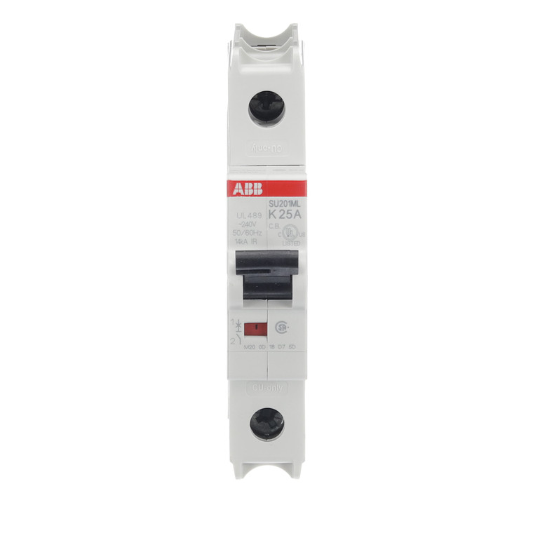 ABB SU201ML-K25 Miniature Circuit Breaker - 1P, 25A, UL 489 Certified for High Inrush Current Applications