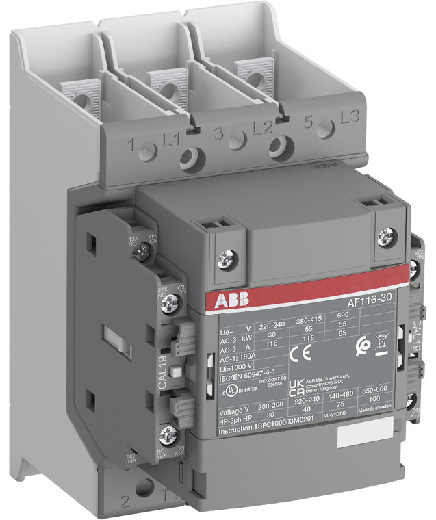 ABB AF116-30-22B-42 3P Bar,  160A,  110-120 V 50/60 Hz, 2/2