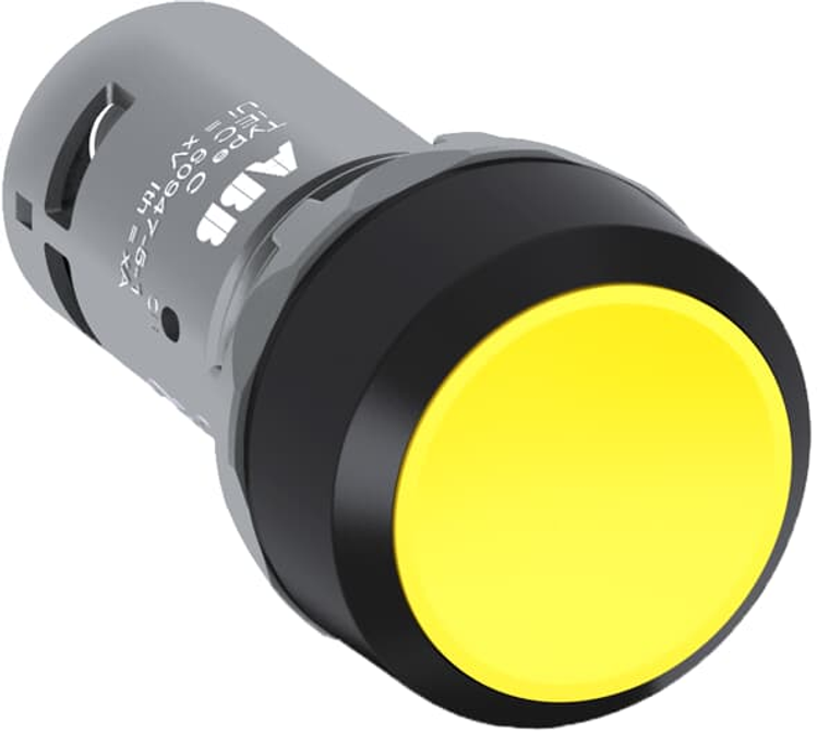 ABB CP1-10Y-20 Compact Flush Yellow Pushbutton with 2NO Contacts  Durable, Non-Illuminated Design for Efficient Control Panel Applications Pack of 10