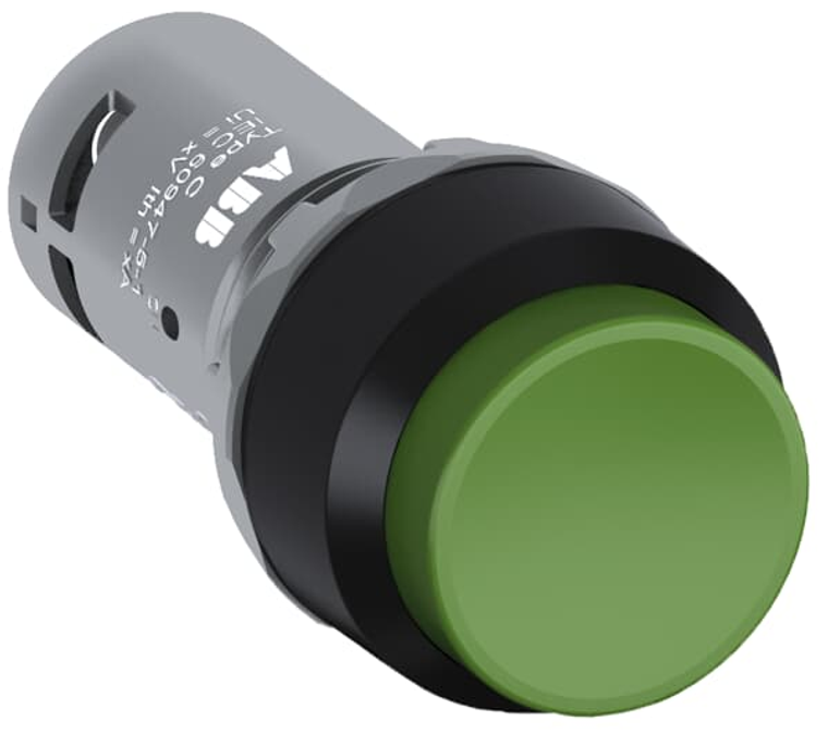 ABB CP3-10G-11 Compact Pushbutton with Extended Green Momentary Action, 1NO+1NC, Non-Illuminated, 300V Rated Pack of 10