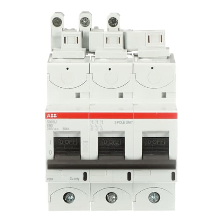 ABB PLU703M-K60R 60A 3-Pole 240V-35Ka Miniature Circuit Breaker - K Right Configuration for Reliable Overload and Short Circuit Protection