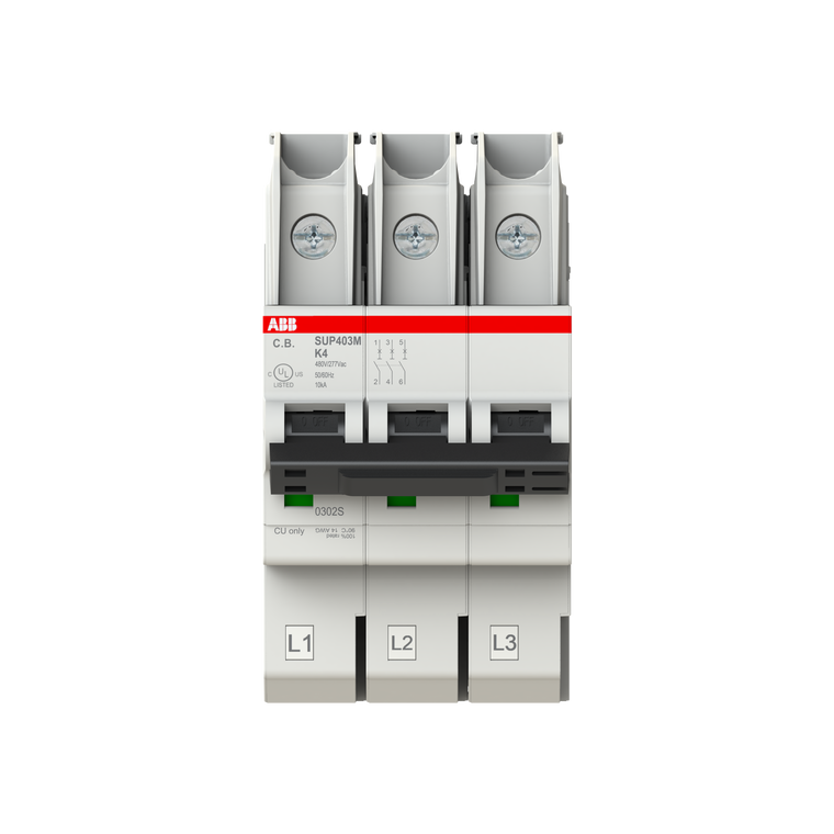 ABB SUP403M-K4 Smissl Ul489 Mcb, 480Y/277Vac, 4A, 3P, K