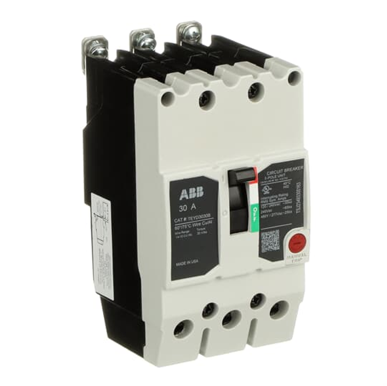 ABB TEYD3030B Teyx Circuit Breaker 3P 30A - Compact, Reliable Solution for Grounded 480Y/277 Vac Systems