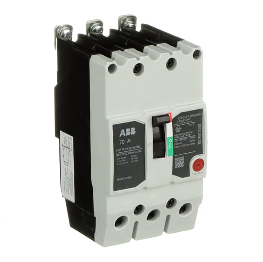 ABB TEYD3070B Teyx Circuit Breaker 3P 70A - Compact, Reliable Solution for Grounded 480Y/277 Vac Systems with Versatile Bolt-On Mounting