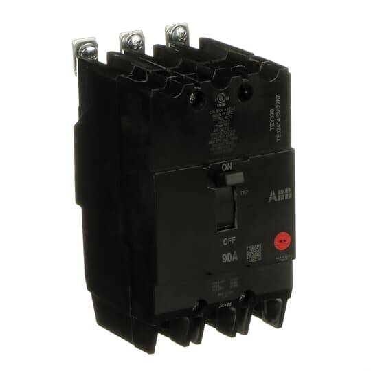 ABB TEY390 3-Pole 90 Amp Circuit Breaker for Grounded 480Y/277 Vac Systems - Compact, Reliable, and Customizable with Auxiliary Options